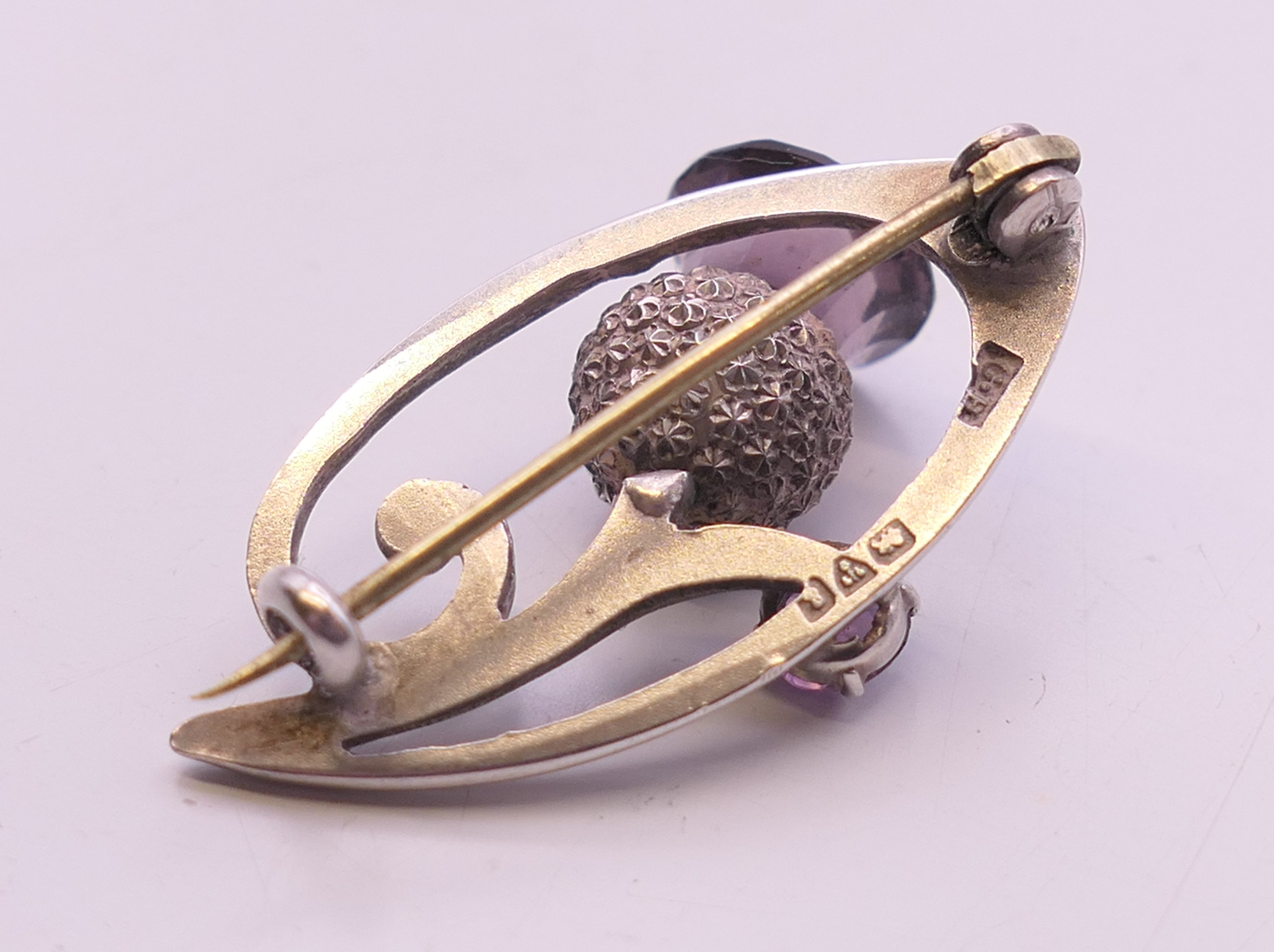 A Charles Horner thistle brooch set with amethysts hallmarked for Chester 1907, - Image 6 of 10