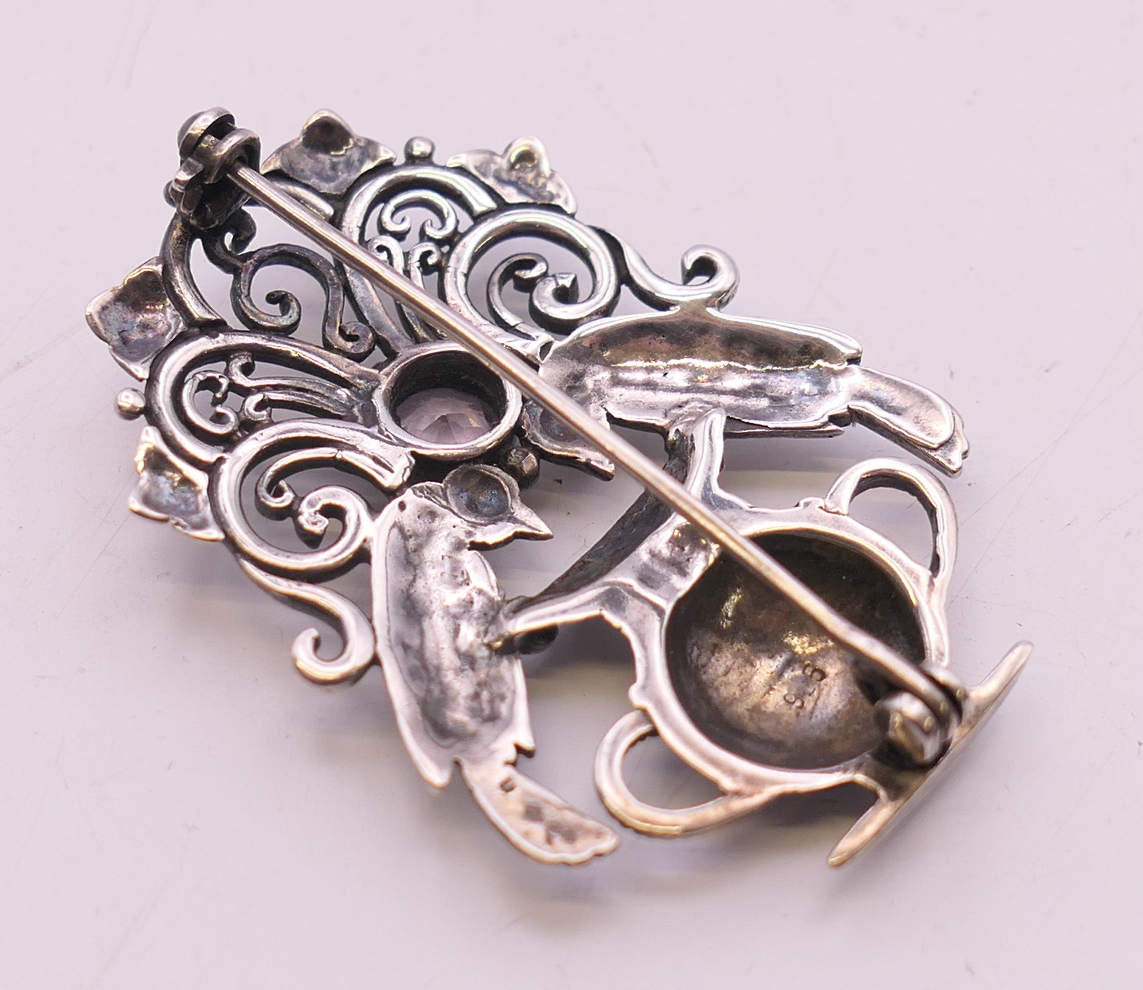 A Charles Horner thistle brooch set with amethysts hallmarked for Chester 1907, - Image 3 of 10