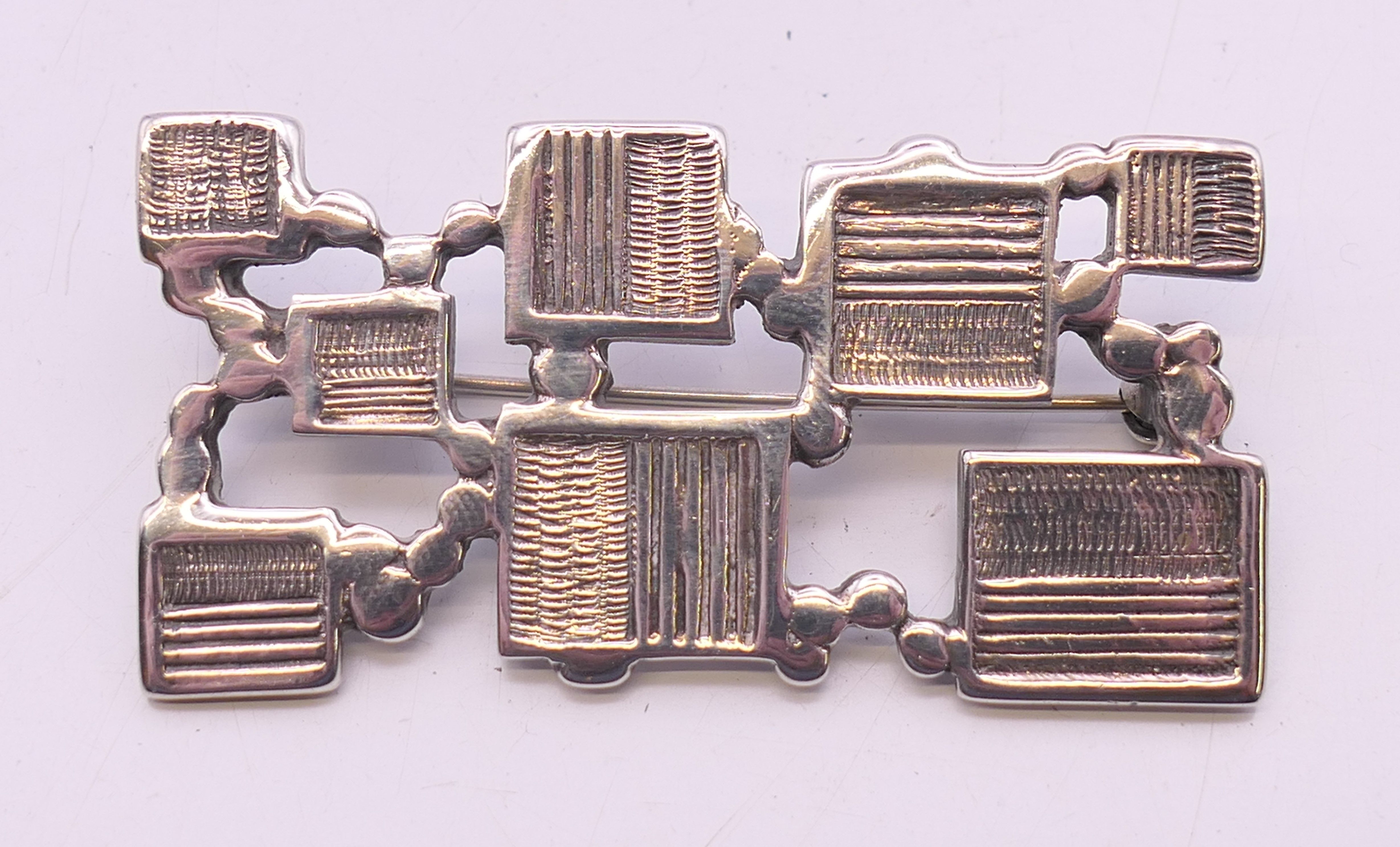 A silver abstract squares brooch hallmarked for Birmingham 1964, - Image 8 of 10