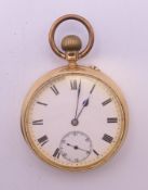 An 18 ct gold open face pocket watch, the interior inscribed 'To C W Waters Esq JP, Herringby Hall,