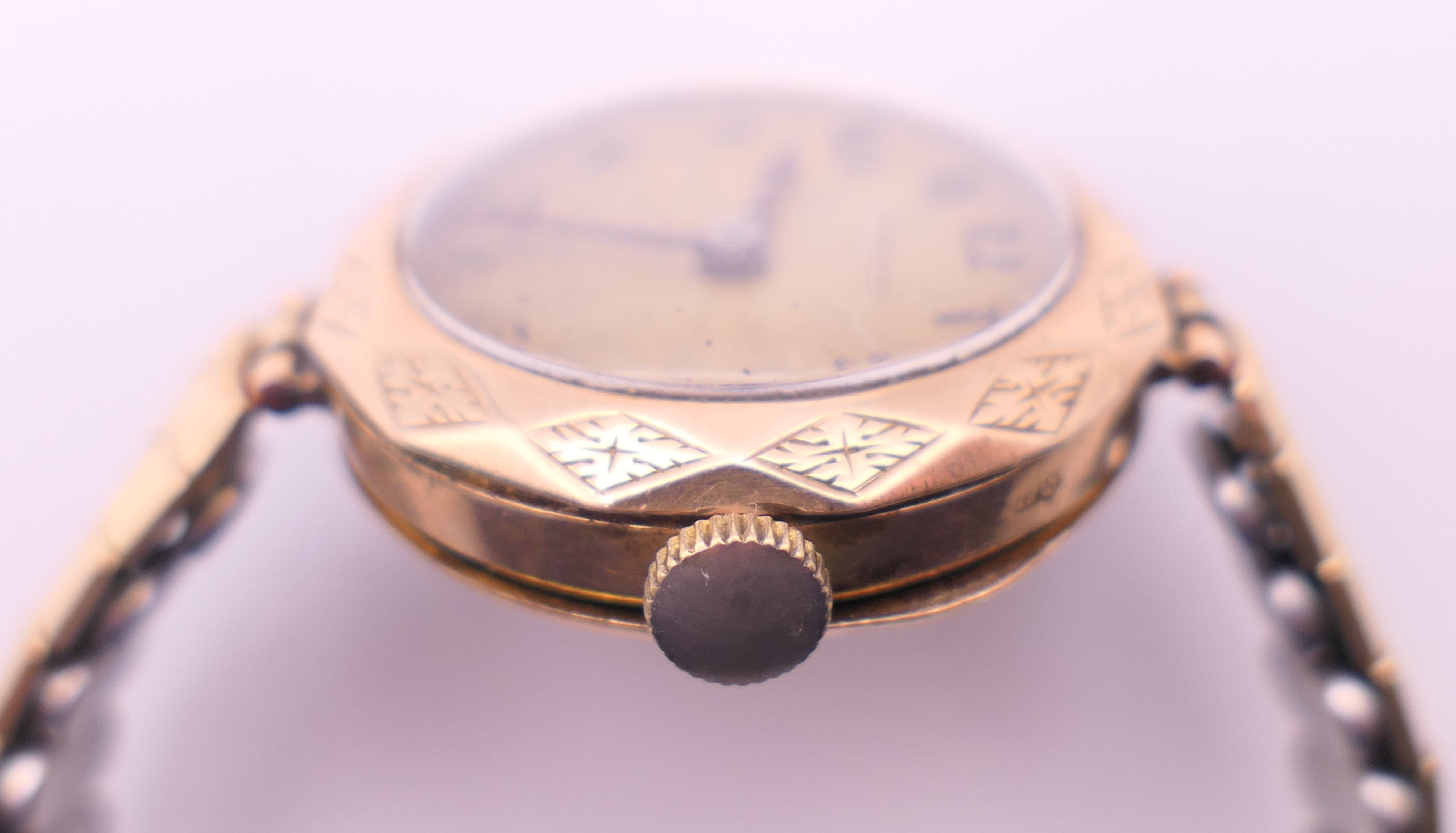 A 9 ct gold cased ladies Rolex 15 jewel manual wind wristwatch. 2.5 cm wide. 21. - Image 3 of 6
