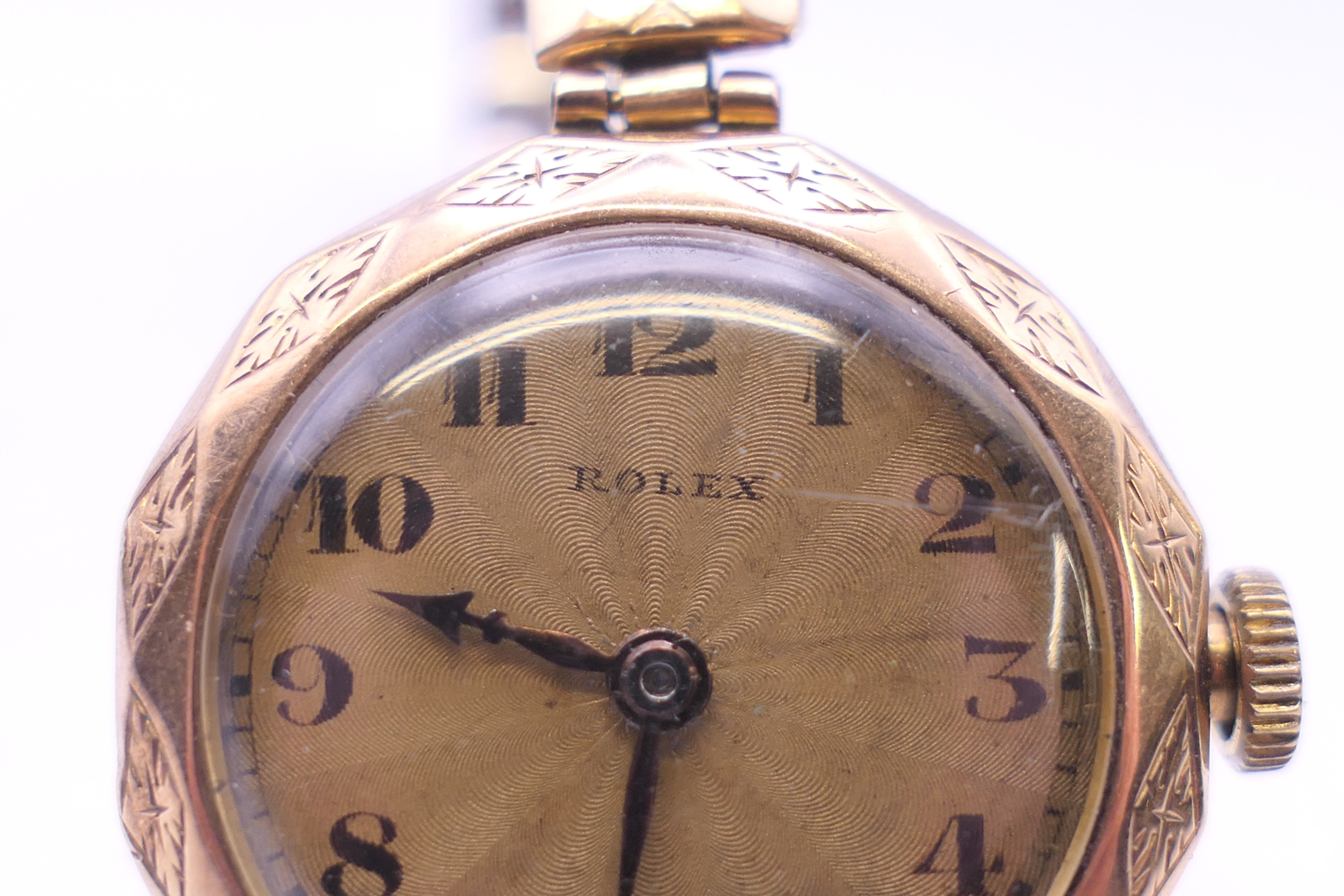 A 9 ct gold cased ladies Rolex 15 jewel manual wind wristwatch. 2.5 cm wide. 21. - Image 2 of 6