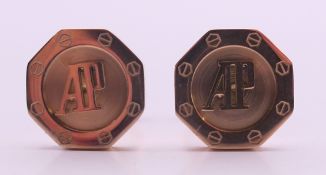 A pair of Audemars Piguet cufflinks. 1.8 cm diameter.