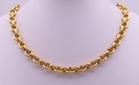 A unmarked 9 ct gold chain. 45 cm long. 51.7 grammes.