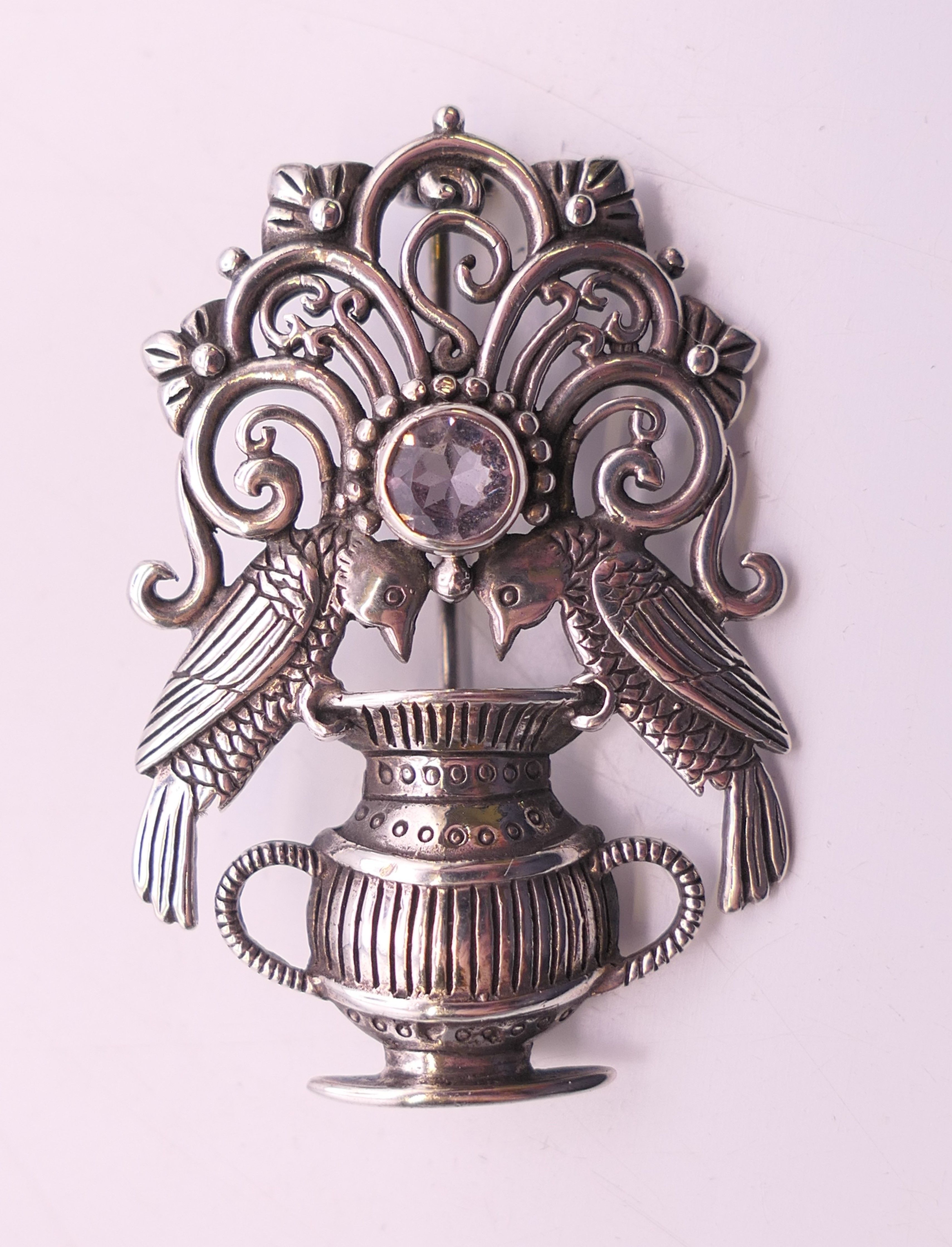 A Charles Horner thistle brooch set with amethysts hallmarked for Chester 1907, - Image 2 of 10