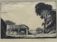 SOPER, GEORGE (1870-1942) British (AR), Farmyard, woodcut, numbered 9/80, framed and glazed. 12.