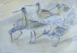 ATKINSON, KIM (born 1962) British (AR), Bar-tailed Godwits, watercolour, signed,