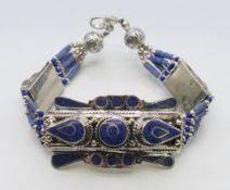 A Tibetan lapis lazuli bracelet. 18 cm long.