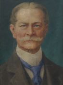 An early 19th century portrait of a gentleman wearing a blue tie, framed and glazed. 29.5 x 39.5 cm.