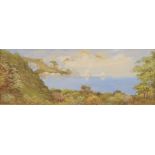 J ROGERS, 'Coastal Landscape', watercolour, signed, framed and glazed. 52.5 x 19.5 cm.