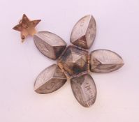 A 9 ct gold-clad Masonic folding ball pendant. 5 cm high open, 2 cm high closed.