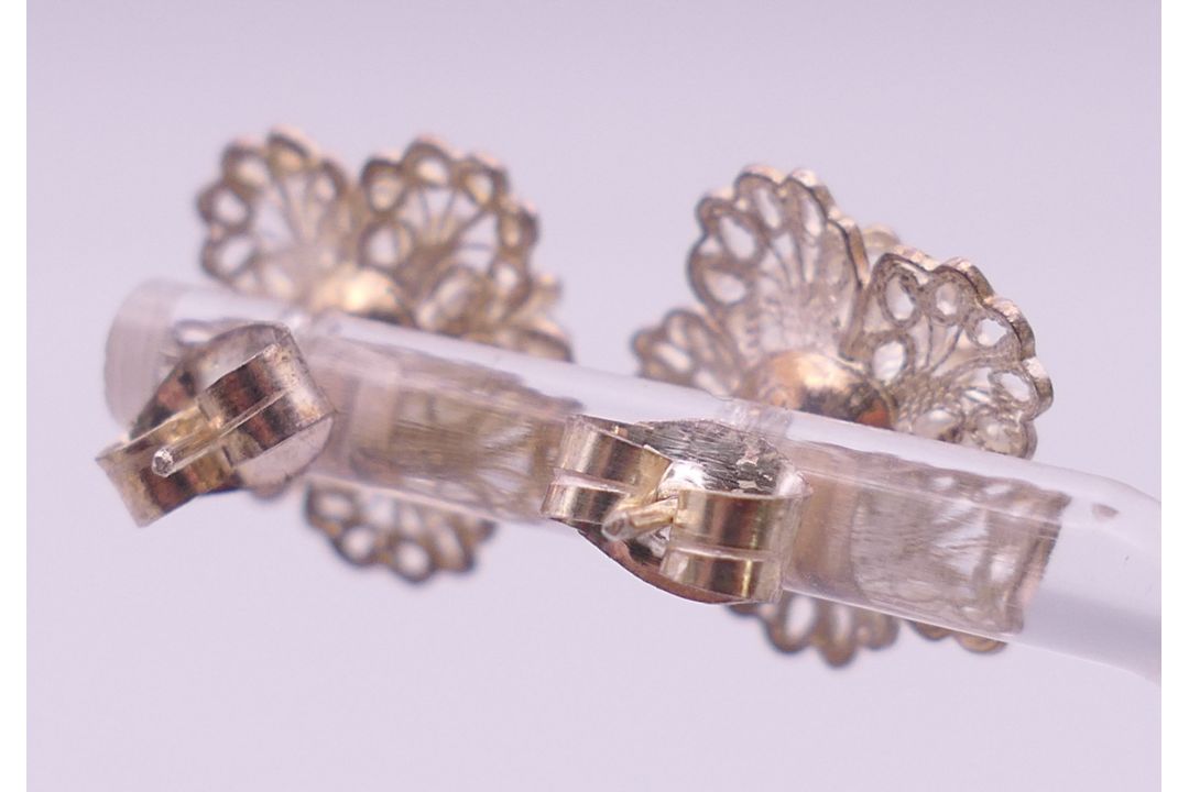 A pair of silver filigree earrings, - Image 14 of 16