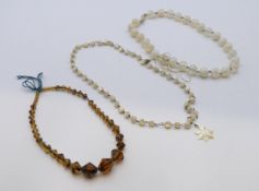 Three bead necklaces. Star pendant necklace 51 cm long.