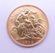 A 1914 half sovereign.