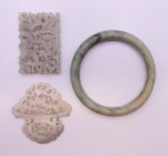 A Chinese antique carved white jade pendant in the form of a basket of flowers,