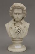 A 19th century marble bust of Ludwig van Beethoven. 31 cm high.