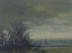 RICHARD CONSTABLE (1932-2015) British (AR), 'Coastal Landscape', oil on paper,