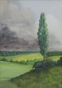 CECIL HOCKIN, 'Storm Over the Malverns', watercolour, signed and dated 1977, framed and glazed.