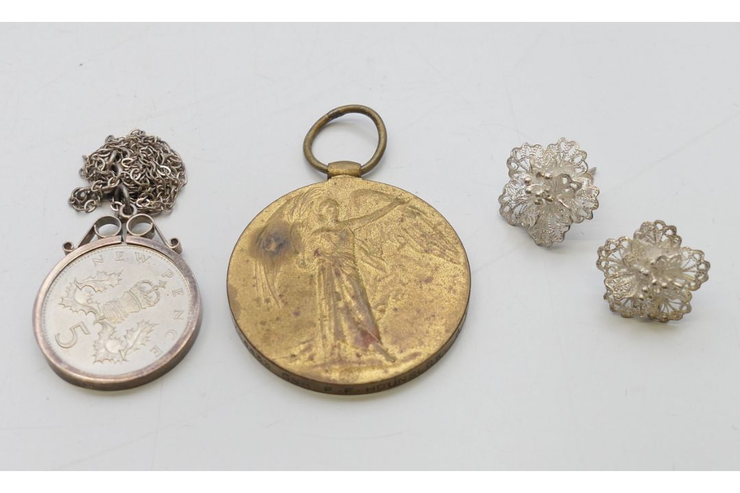 A pair of silver filigree earrings, - Image 1 of 16