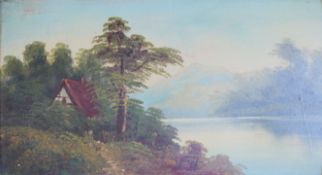 'Cottage by the River' and 'River Scene', a pair of oils on board, framed. Each 43.5 x 24 cm.