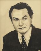 Portrait of Edward G Robinson, pencil and watercolour, indistinctly signed Carl Edwards, dated '14,