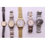 Five various ladies' wristwatches including three Rotary, a Rado and a Seiko. The later 2 cm wide.