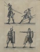 A pair of hand-coloured 19th century engravings of English Civil War soldiers,