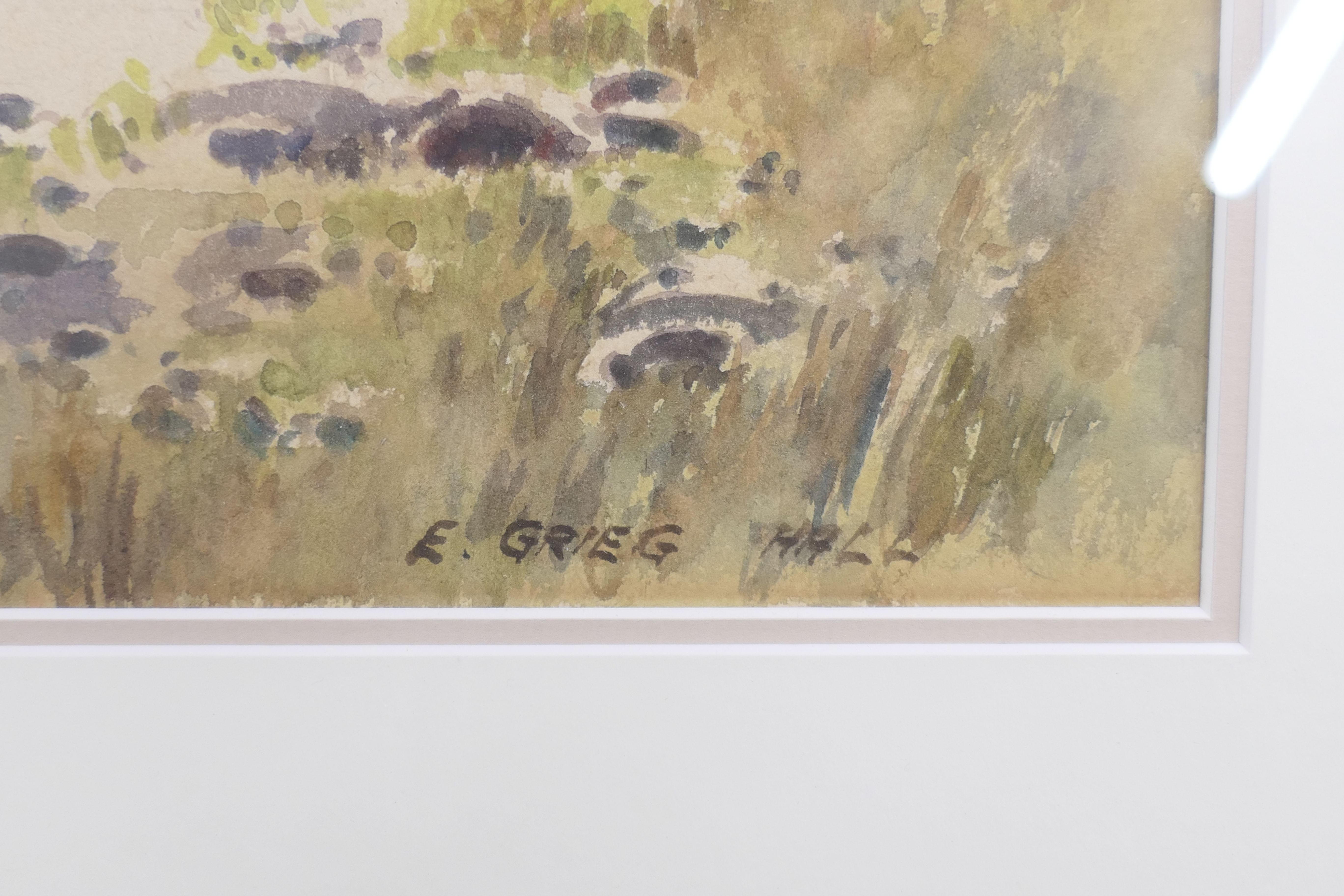E GRIEG HALL (1929-2017), 'Lake and Mountain Scene', watercolour, signed, framed and glazed. 48. - Image 3 of 3