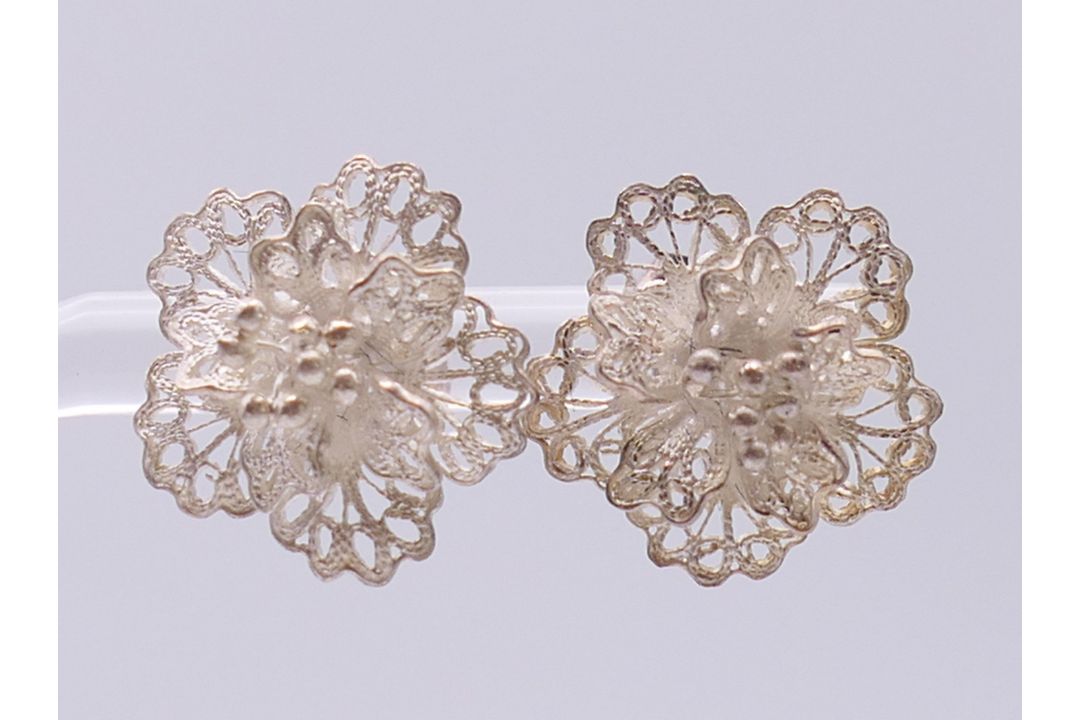 A pair of silver filigree earrings, - Image 12 of 16