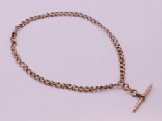 A 9 ct gold watch chain. 41 cm long. 32.1 grammes.