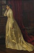 A Victorian oil on canvas 'Lady at a Window', signed S C Shepherd, framed. 29 x 44.5 cm.