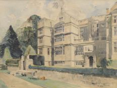 'Fountains Hall', watercolour, indistinctly signed Horace Rauke, framed and glazed. 56 x 42 cm.