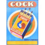 'Cock Safety Matches', print, framed and glazed.