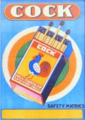 'Cock Safety Matches', print, framed and glazed.