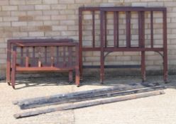 Two Edwardian mahogany single bed frames. Each 91 cm wide.