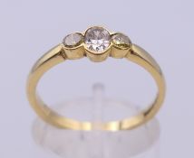 An 18 ct gold, pink and yellow diamond set ring. Ring size O/P.