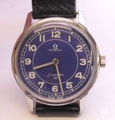 An Omega Seamaster 30 with gentlemen's wristwatch with blue dial, in Omega red travel/service case.