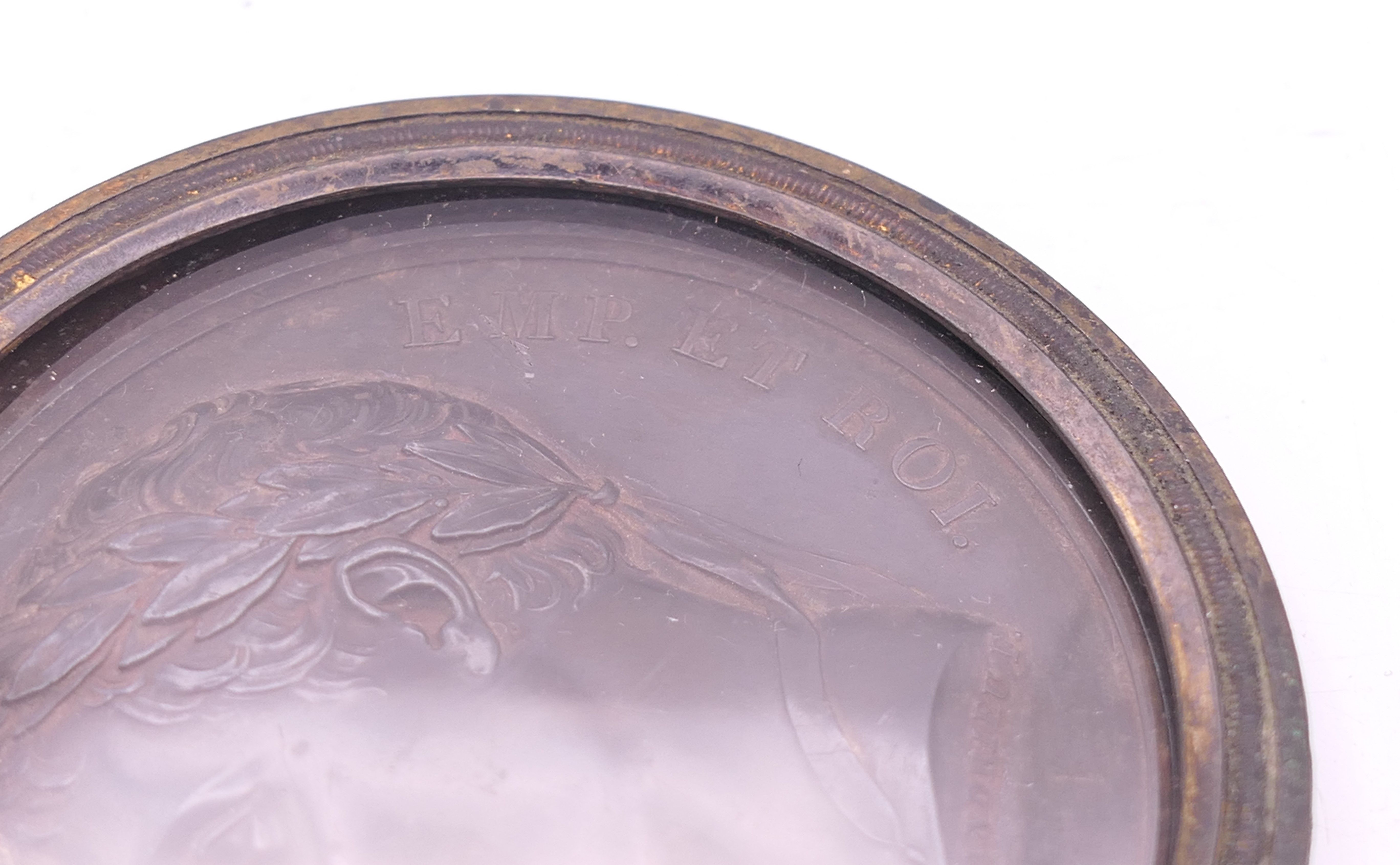 A Napoleon lead medallion in a metal pendant frame. 7 cm diameter. - Image 3 of 5