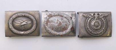 Three German military buckles. Each 6.5 x 5 cm.