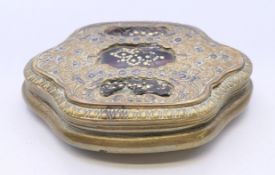 An 18th century tortoiseshell and brass snuff box. 8.5 x 6.5 cm.