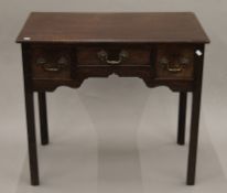 A 19th century mahogany lowboy. 84.5 cm wide.