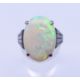 A silver and opal ring. The opal 1.8 cm x 1.2 cm. Ring size S. - Image 1 of 5