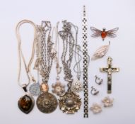A quantity of various silver and other jewellery, including brooches, pendants,