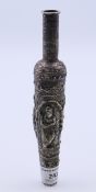 An Eastern unmarked white metal tapering vase. 19 cm high.