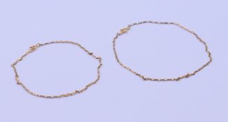 Two 1/20th 14 K gold-filled bracelets. 20 and 23 cm long. 2.