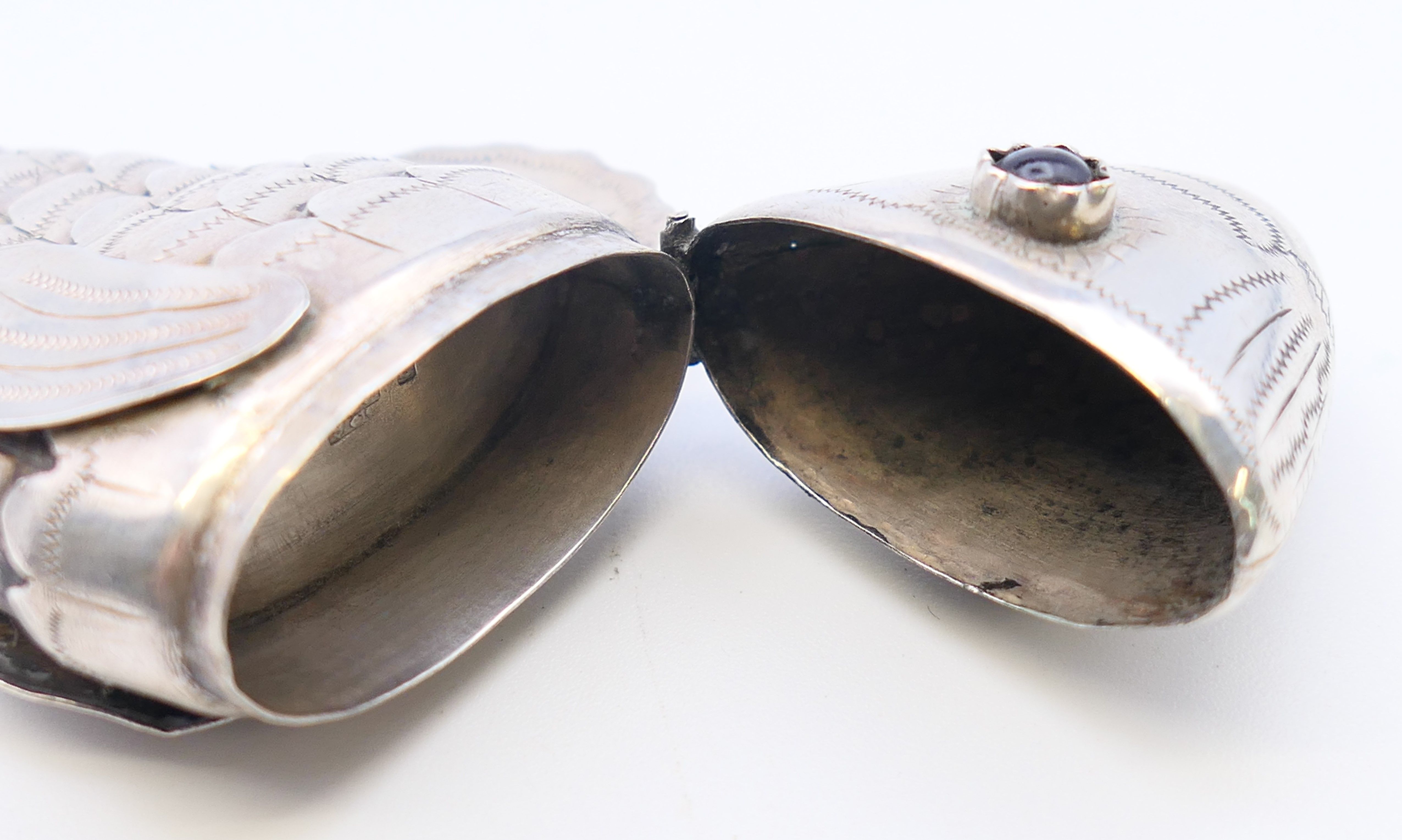 An eastern unmarked silver reticulated fish-form pill box. 9 cm long. - Image 3 of 4