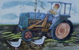 RICHARD NEAL, 'Done Ploughing', limited edition print, numbered 5/350, signed, framed and glazed.