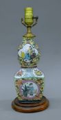 A Chinese double gourd lamp. 38 cm high.