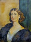 Portrait of a 'Young Lady Wearing a Fur Stole' (possibly Barbara Hutton), oil on canvas,