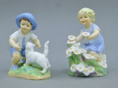 Two Royal Worcester figurines, May and September. The former 12 cm high.